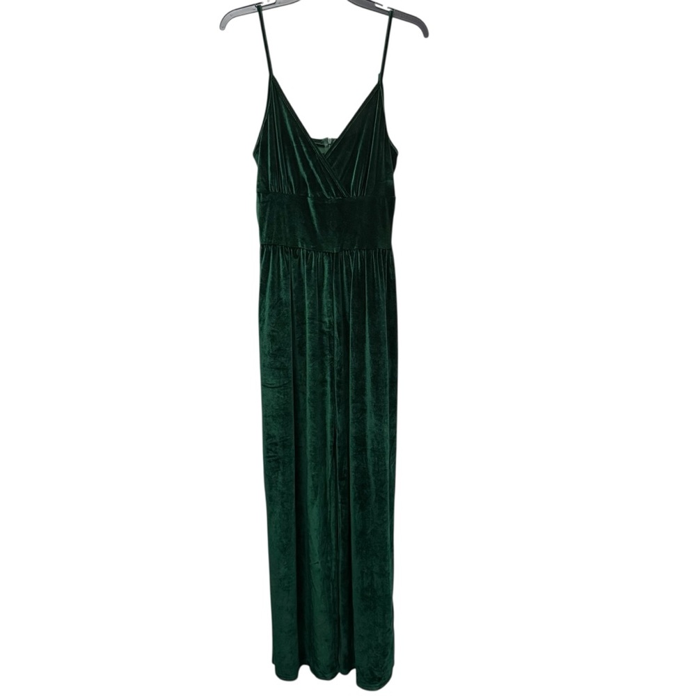 Velvet Green Spaghetti-Strap Jumpsuit